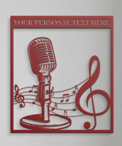 Personalized Vintage Microphone Metal Sign. Custom Microphone Wall Decor