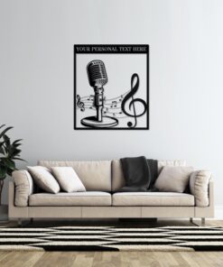 Personalized Vintage Microphone Metal Sign. Custom Microphone Wall Decor