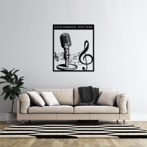 Personalized Vintage Microphone Metal Sign. Custom Microphone Wall Decor