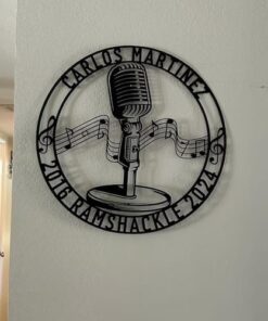 Personalized Singer Metal Sign Gift. Custom Retro Microphone Wall Decor