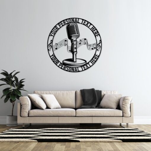 Personalized Singer Metal Sign Gift. Custom Retro Microphone Wall Decor