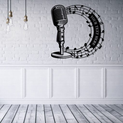 Personalized Microphone Metal Sign. Custom Singer Wall Decor