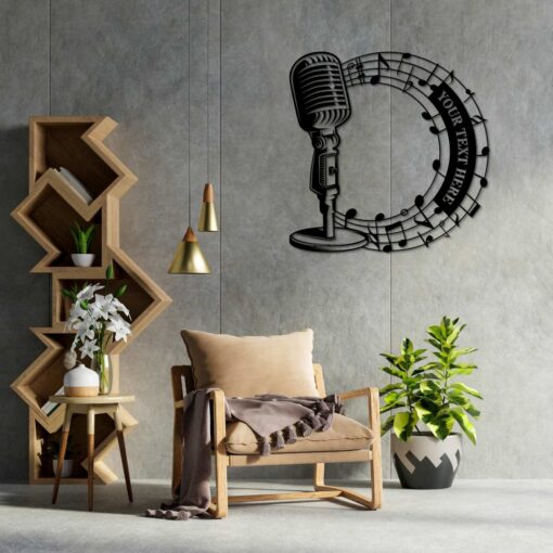 Personalized Microphone Metal Sign. Custom Singer Wall Decor