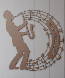 Personalized Saxophone Player Notes Name Metal Sign. Saxophonist Wall Decor