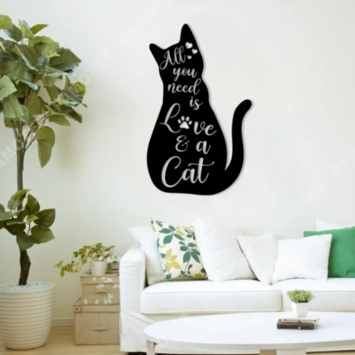 All You Need Is Love And A Cat Metal Sign, Housewarming Wedding Gift