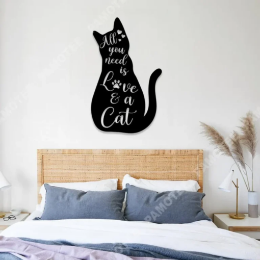 All You Need Is Love And A Cat Metal Sign, Housewarming Wedding Gift