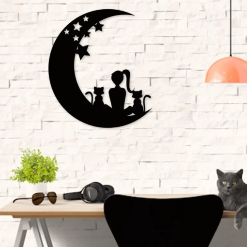 Girl And Cat Metal Wall, Personalized Metal Sign, Cat Deoor, Love Cat, Sign For House, Wall Decor, Best Gift For Cat Lady