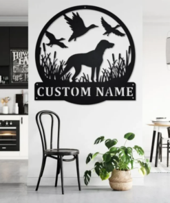 Custom Hunting Dog Metal Wall Art, Personalized Dog Hunter Name Sign Decoration For Room, Hunting Dog Home Decor, Custom Hunting Dog
