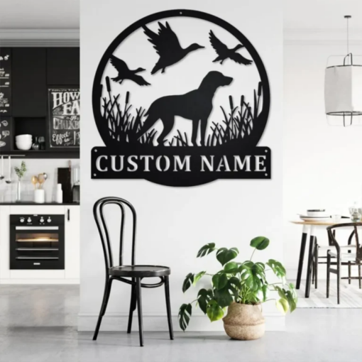 Custom Hunting Dog Metal Wall Art, Personalized Dog Hunter Name Sign Decoration For Room, Hunting Dog Home Decor, Custom Hunting Dog