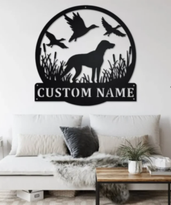 Custom Hunting Dog Metal Wall Art, Personalized Dog Hunter Name Sign Decoration For Room, Hunting Dog Home Decor, Custom Hunting Dog