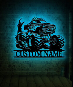 Personalized Monster Truck Off Road Metal Sign Logo LED Light