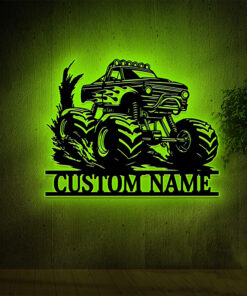 Personalized Monster Truck Off Road Metal Sign Logo LED Light