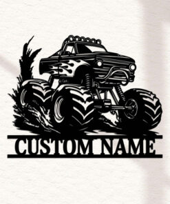 Personalized Monster Truck Off Road Metal Sign Logo LED Light