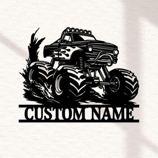 Personalized Monster Truck Off Road Metal Sign Logo LED Light