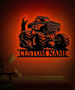 Personalized Monster Truck Off Road Metal Sign Logo LED Light