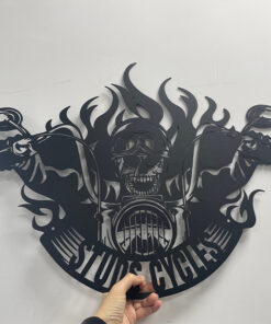 Personalized Skull Motorcycle Metal Wall Painting Gift for a Biker Motorbike Creative Iron Sheet