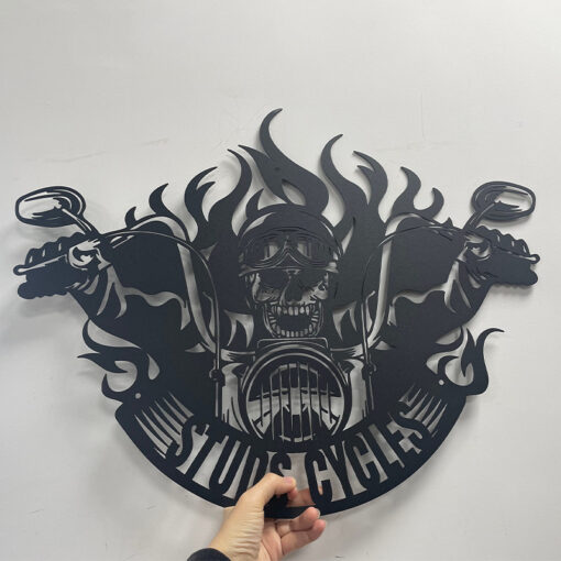 Personalized Skull Motorcycle Metal Wall Painting Gift for a Biker Motorbike Creative Iron Sheet