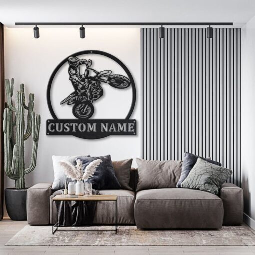 Custom Motocross Monogram Metal Signage Gift for a Biker Motorbike Creative Iron Sheet