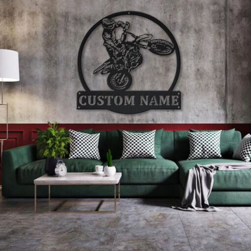 Custom Motocross Monogram Metal Signage Gift for a Biker Motorbike Creative Iron Sheet