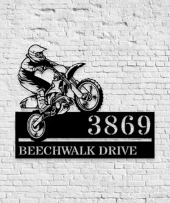 Personalized Motocross Metal Address Plate Gift for a Biker Motorbike Creative Iron Sheet