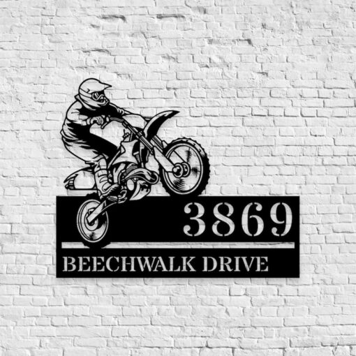 Personalized Motocross Metal Address Plate Gift for a Biker Motorbike Creative Iron Sheet