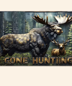 Gone Hunting Personalized Hunting Rectangle Metal Sign Deer Hunter Creative Iron Sheet