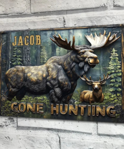 Gone Hunting Personalized Hunting Rectangle Metal Sign Deer Hunter Creative Iron Sheet