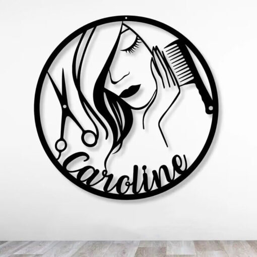 Personalized Hairdresser Metal Sign Barber Shop Decor Hair Salon Wall Art