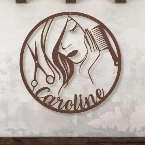 Personalized Hairdresser Metal Sign Barber Shop Decor Hair Salon Wall Art