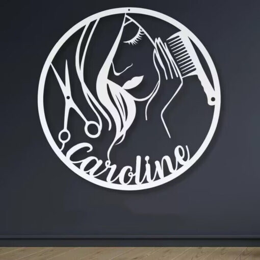 Personalized Hairdresser Metal Sign Barber Shop Decor Hair Salon Wall Art