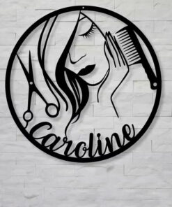 Personalized Hairdresser Metal Sign Barber Shop Decor Hair Salon Wall Art