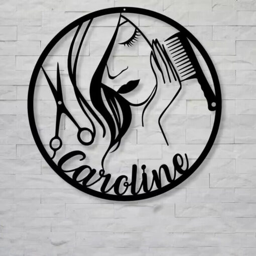 Personalized Hairdresser Metal Sign Barber Shop Decor Hair Salon Wall Art