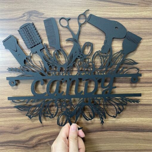 Personalized Hair Stylist Metal Wall Art Barber Shop Decor