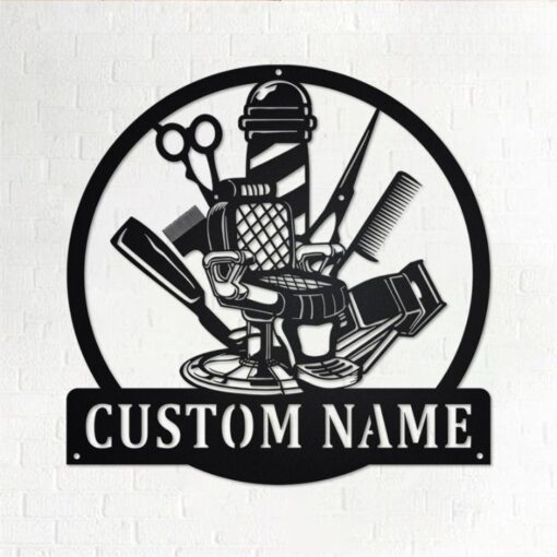 Personalized Barber Shop Wall Decor Hairstylist Salon Metal Sign