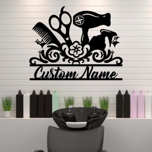 Personalized Barber Shop Metal Sign Hairstylist Salon Gift