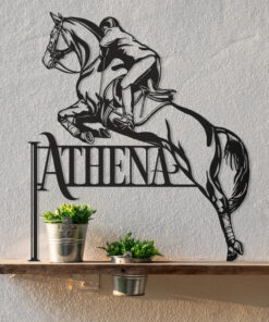 Display Jumping Horse And Riding Metal Wall Art Logo Horse Rider Gift