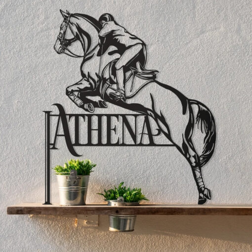 Display Jumping Horse And Riding Metal Wall Art Logo Horse Rider Gift