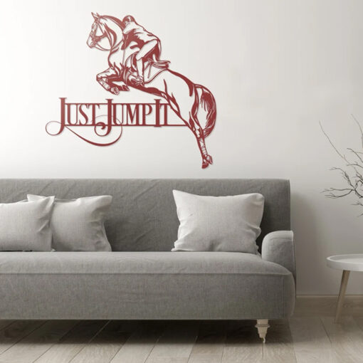 Display Jumping Horse And Riding Metal Wall Art Logo Horse Rider Gift