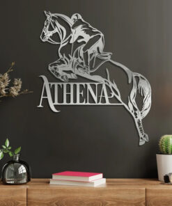 Display Jumping Horse And Riding Metal Wall Art Logo Horse Rider Gift