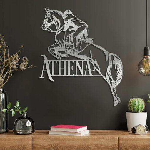 Display Jumping Horse And Riding Metal Wall Art Logo Horse Rider Gift