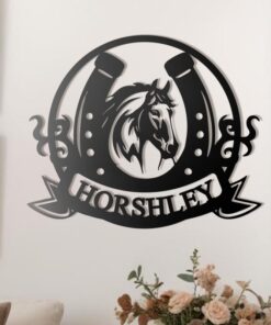 Personalized Horse Head Horseshoe Ranch Metal Sign Horse Lover Gift