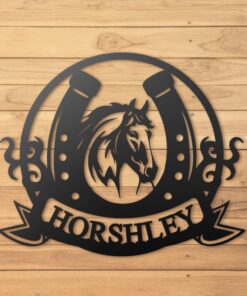 Personalized Horse Head Horseshoe Ranch Metal Sign Horse Lover Gift