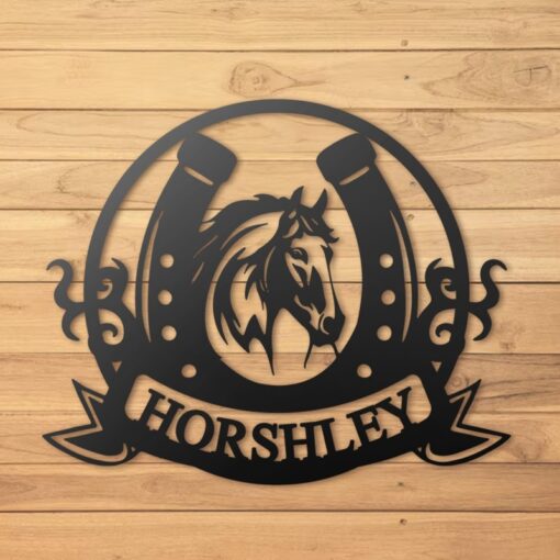 Personalized Horse Head Horseshoe Ranch Metal Sign Horse Lover Gift