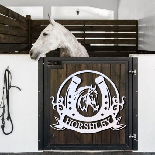 Personalized Horse Head Horseshoe Ranch Metal Sign Horse Lover Gift