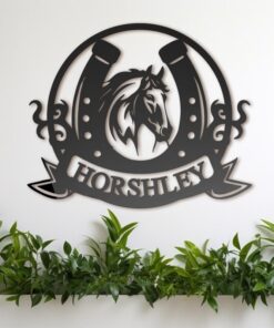 Personalized Horse Head Horseshoe Ranch Metal Sign Horse Lover Gift