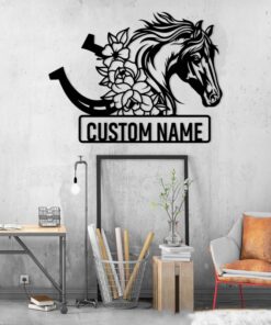 Personalized Horse Head Metal Wall Art Horse Rider Metal Sign