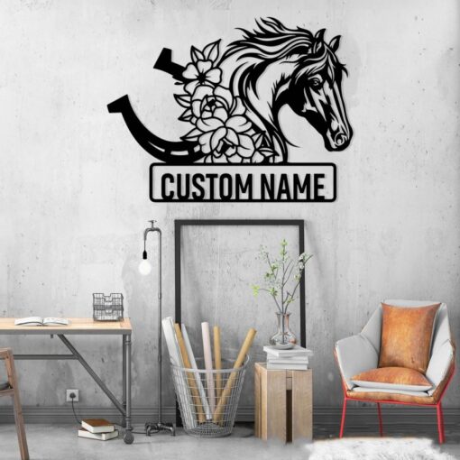 Personalized Horse Head Metal Wall Art Horse Rider Metal Sign