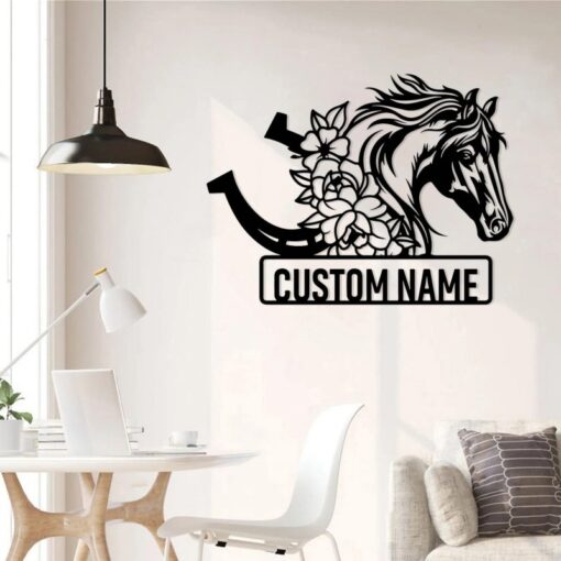 Personalized Horse Head Metal Wall Art Horse Rider Metal Sign