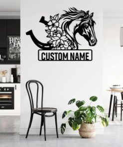 Personalized Horse Head Metal Wall Art Horse Rider Metal Sign