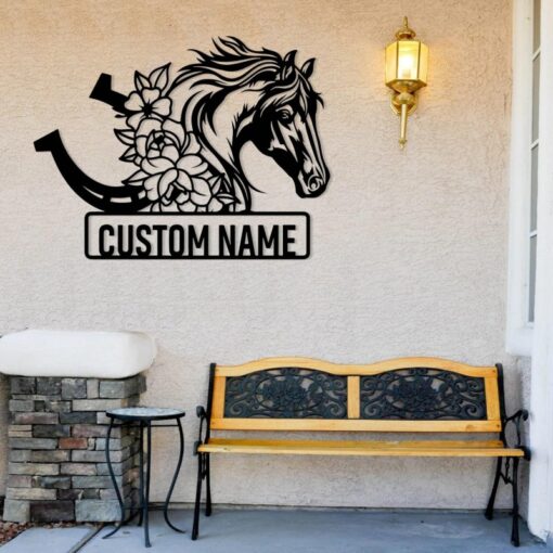 Personalized Horse Head Metal Wall Art Horse Rider Metal Sign